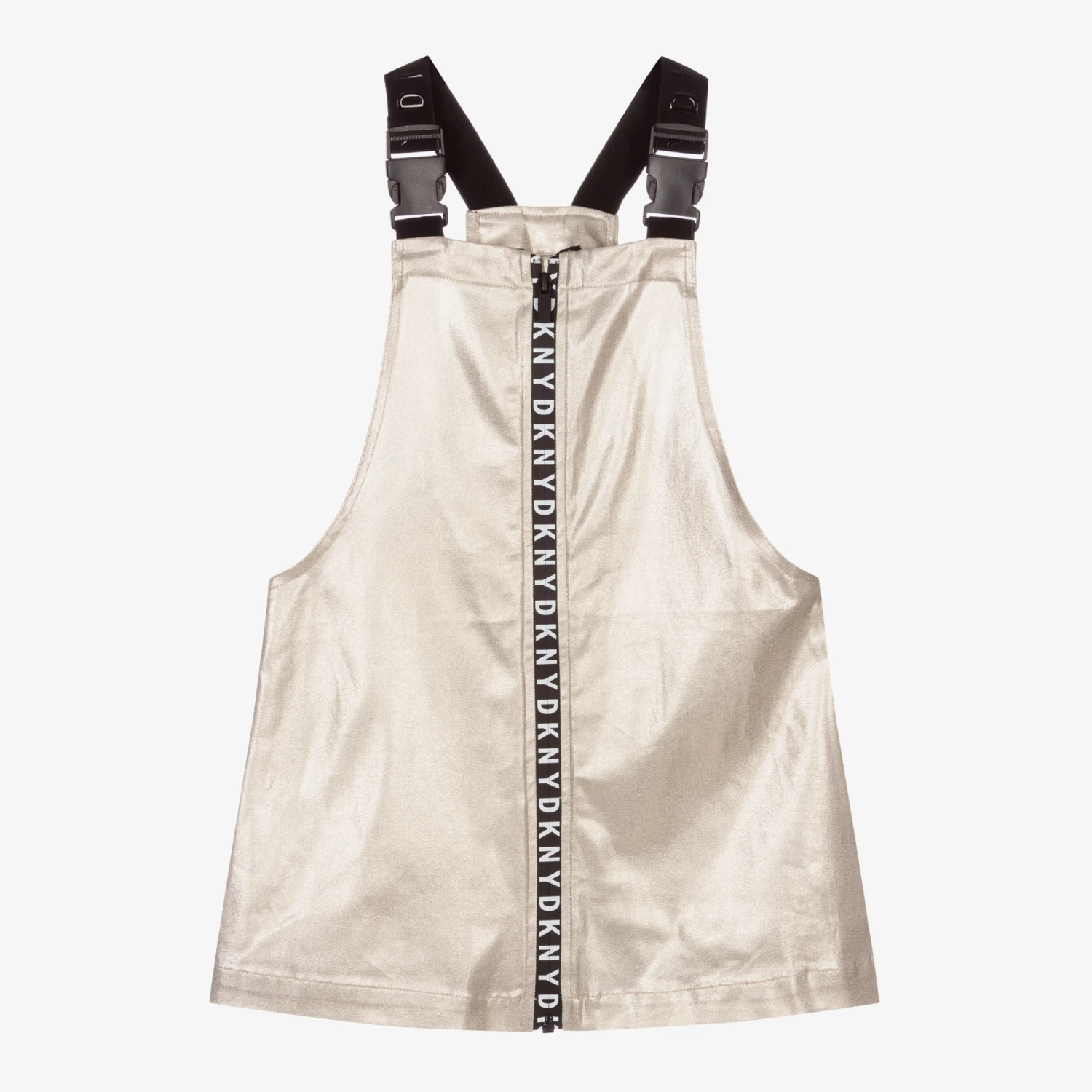 DKNY Teen Girls Gold Dungaree Dress 3 DKNY Teen Girls Gold Dungaree Dress