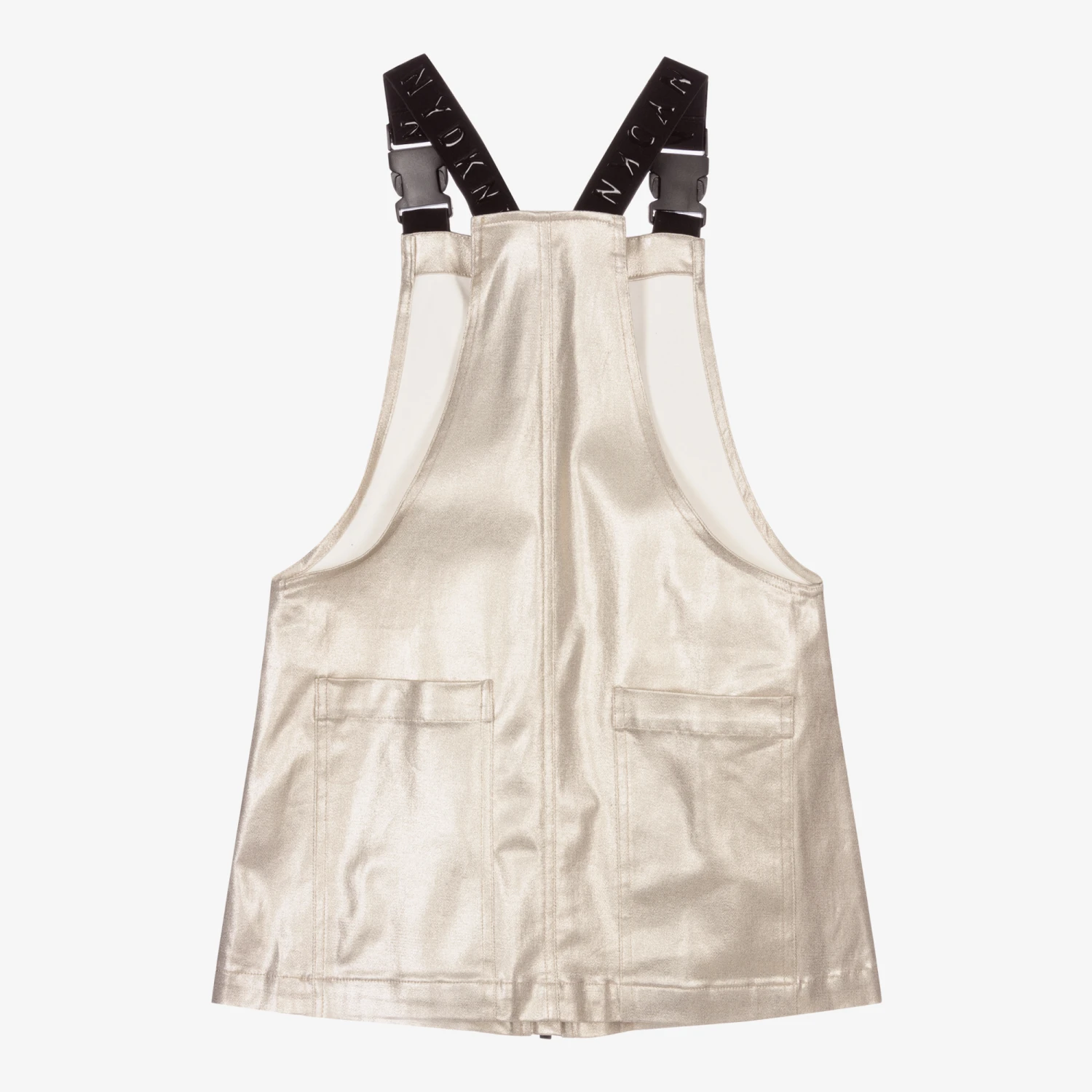 DKNY Teen Girls Gold Dungaree Dress 4 DKNY Teen Girls Gold Dungaree Dress - Image 2