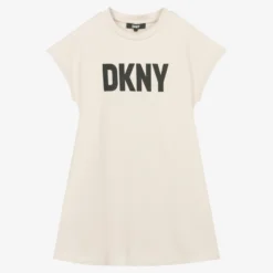 DKNY Teen Girls Pale Beige Logo Dress