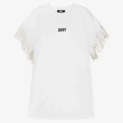 DKNY Teen Girls White Cotton Fringe Dress