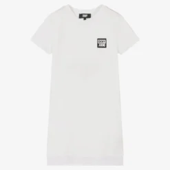 DKNY Teen Girls White Cotton T-Shirt Dress