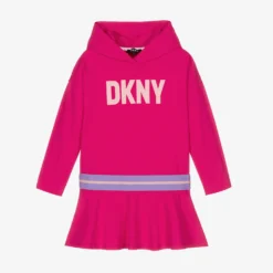 DKNY Teen Pink Hooded Logo Dress