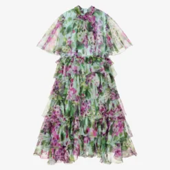 Dolce & Gabbana Teen Bellflower Silk Dress