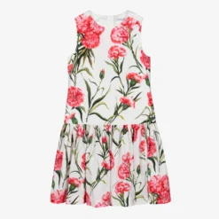 Dolce & Gabbana Teen Girls White Carnation Print Dress