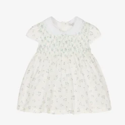Dr. Kid Baby Girls White & Blue Floral Dress