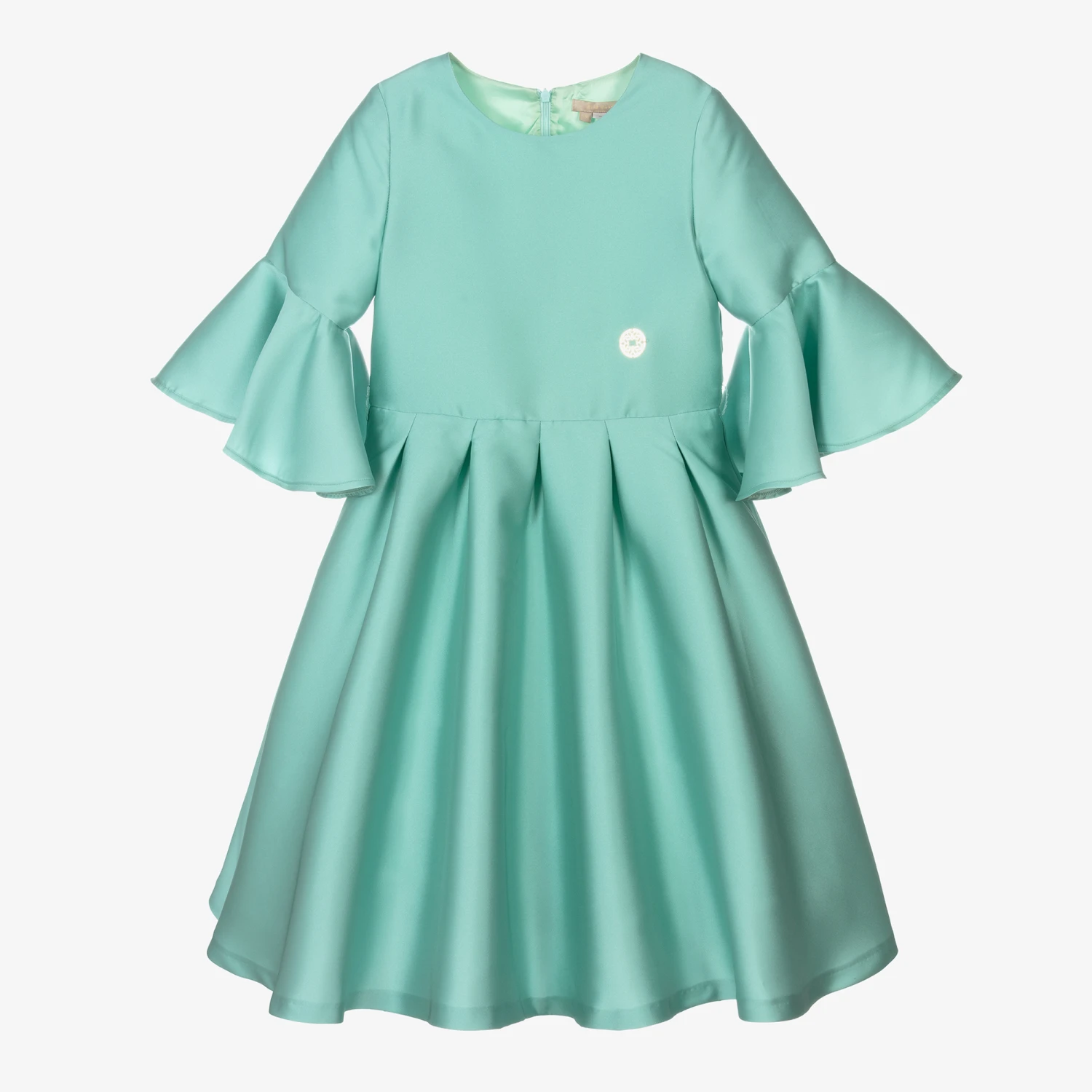 Elie Saab Teen Girls Aqua Blue Satin Dress 5 Elie Saab Teen Girls Aqua Blue Satin Dress - Image 3