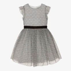 Elie Saab Teen Girls Ivory & Black Silk Organza Dress