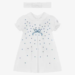 Emile Et Rose Baby Girls White Cotton Dress Set