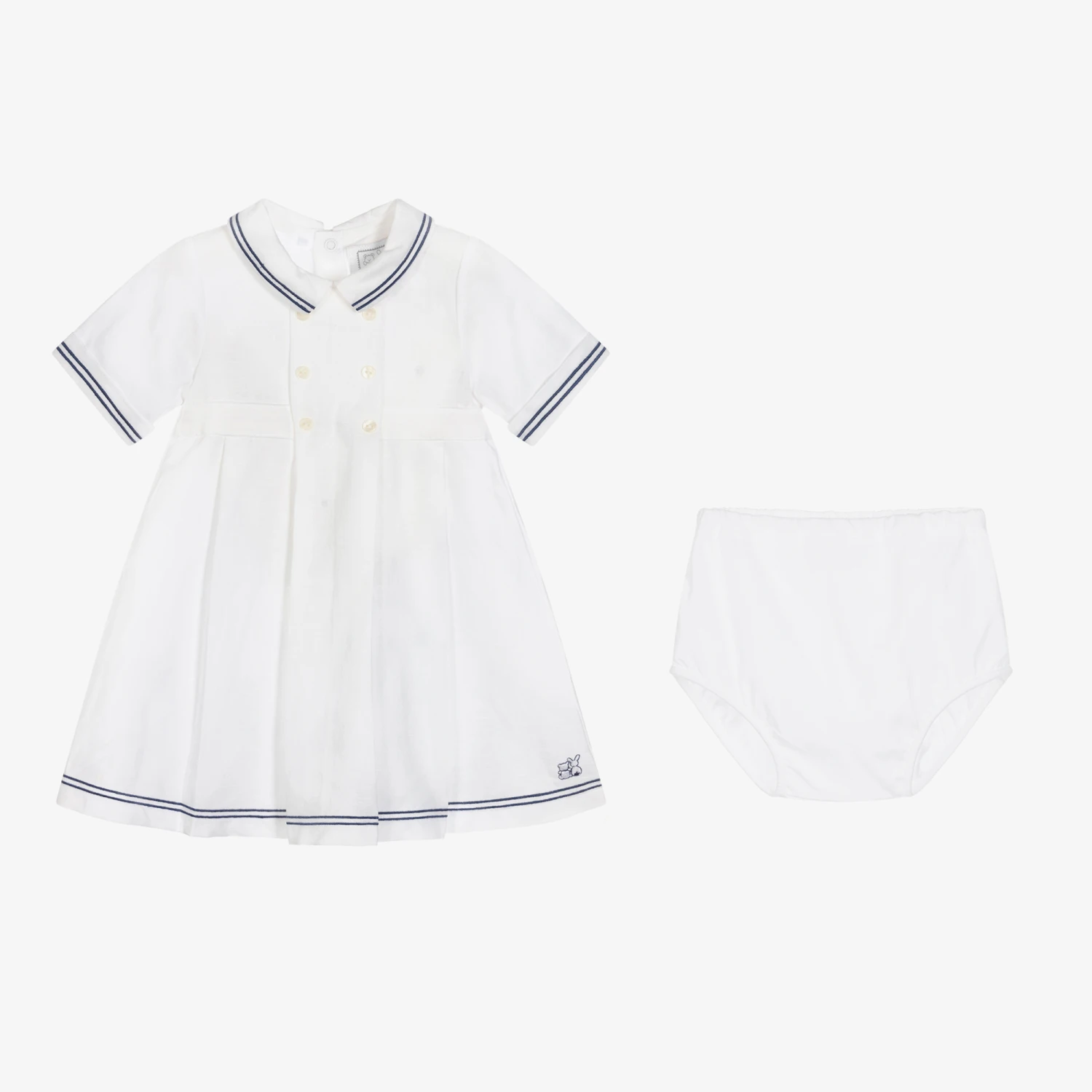 Emile Et Rose Baby Girls White Sailor Dress Set 5 Emile Et Rose Baby Girls White Sailor Dress Set - Image 3