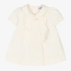 Emporio Armani Baby Girls Ivory Logo Cotton Dress
