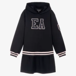 Emporio Armani Teen Girls Blue Hoodie Dress