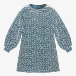 Emporio Armani Teen Girls Blue Velvet Dress
