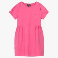 Emporio Armani Teen Girls Pink Cotton Logo Dress