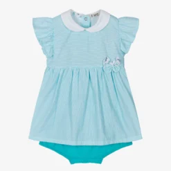 Everything Must Change Baby Girls Blue & White Cotton Dress