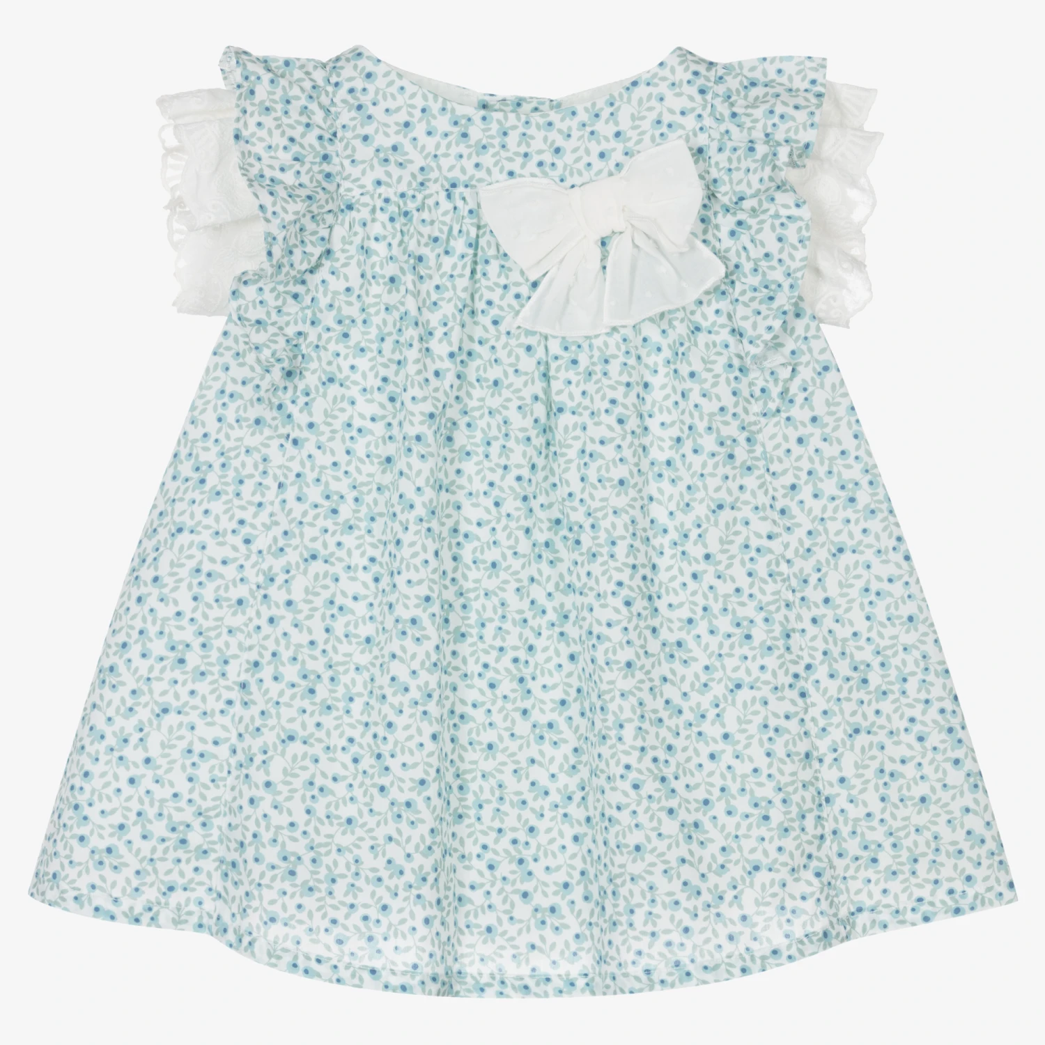 Fina Ejerique Baby Girls Blue & Green Floral Dress 3 Fina Ejerique Baby Girls Blue & Green Floral Dress