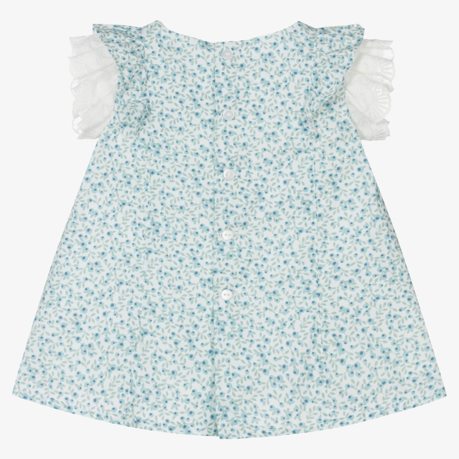 Fina Ejerique Baby Girls Blue & Green Floral Dress 4 Fina Ejerique Baby Girls Blue & Green Floral Dress - Image 2