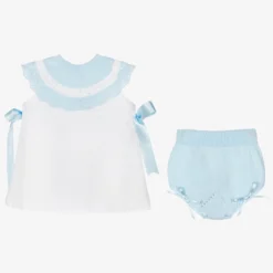Foque Girls White & Blue Cotton Dress Set -Deals Mirth Garb Store foque girls white blue cotton dress set 425850 ecf2b78f898ada4141583ef89e948ca18e340b9a