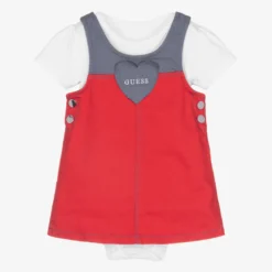 Guess Baby Girls Red Denim Dress Set