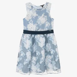 Guess Teen Girls Blue & White Organza Dress