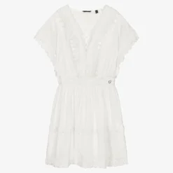 Guess Teen Girls White Plumetis Cotton Dress