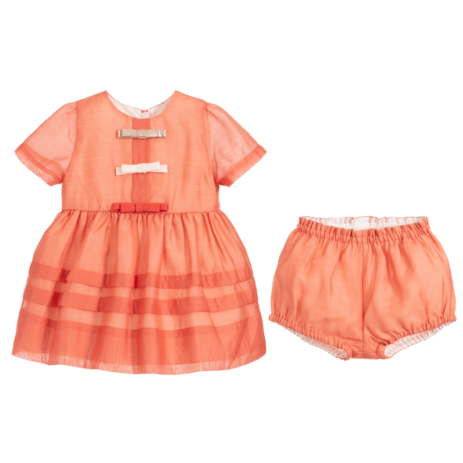 Hucklebones London Baby Girls Coral Dress Set 6 Hucklebones London Baby Girls Coral Dress Set - Image 4