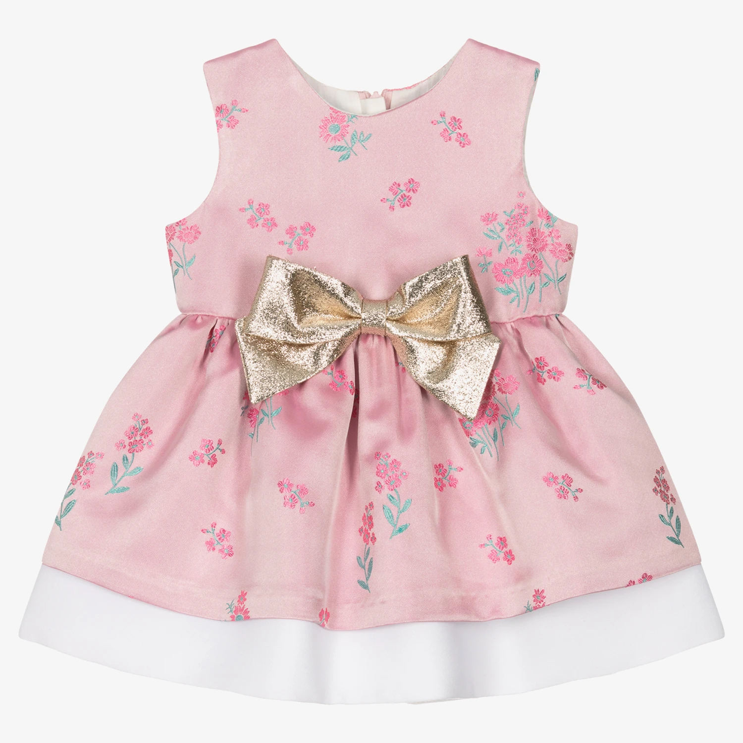 Hucklebones London Baby Girls Pink Satin Jacquard Dress 3 Hucklebones London Baby Girls Pink Satin Jacquard Dress