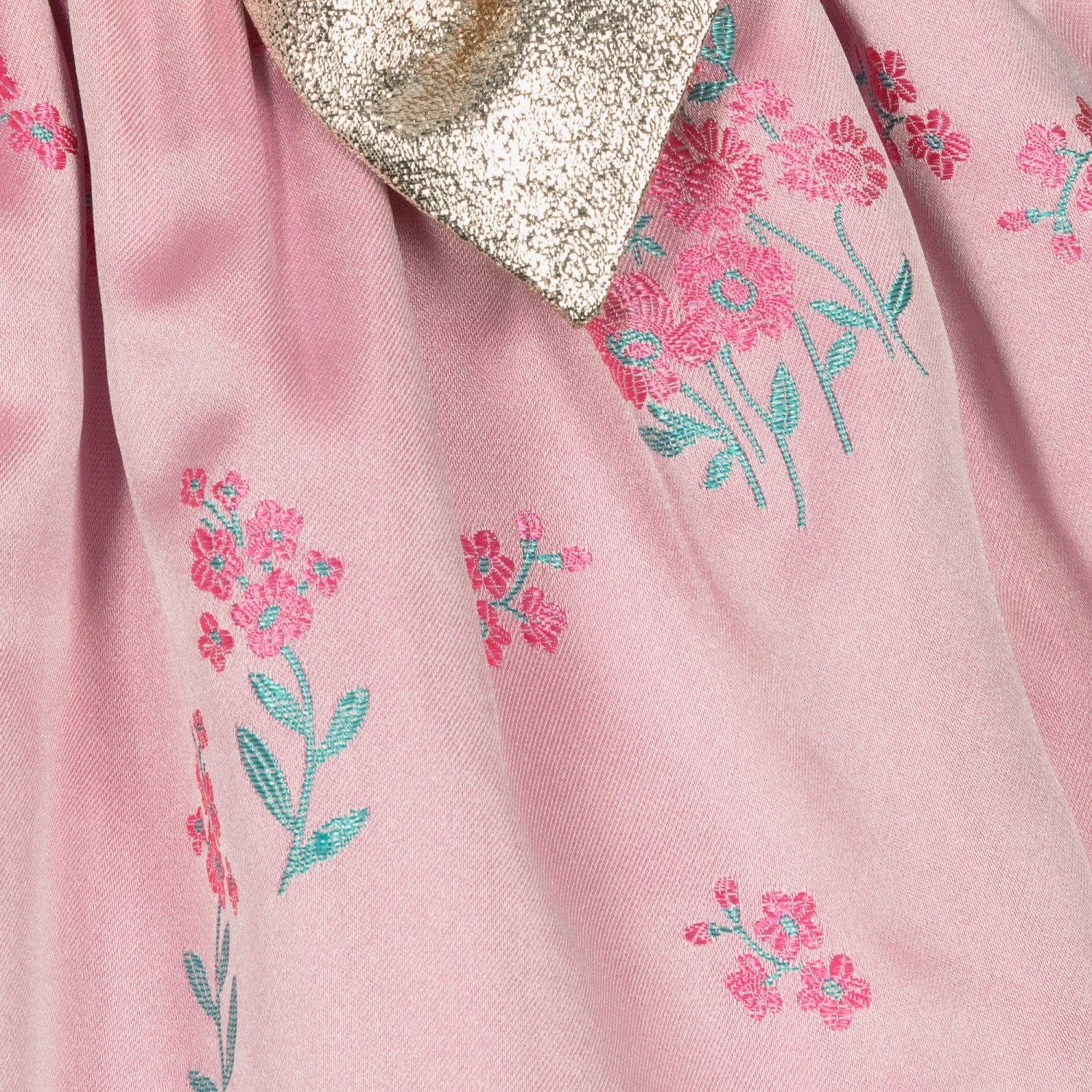 Hucklebones London Baby Girls Pink Satin Jacquard Dress 7 Hucklebones London Baby Girls Pink Satin Jacquard Dress - Image 5