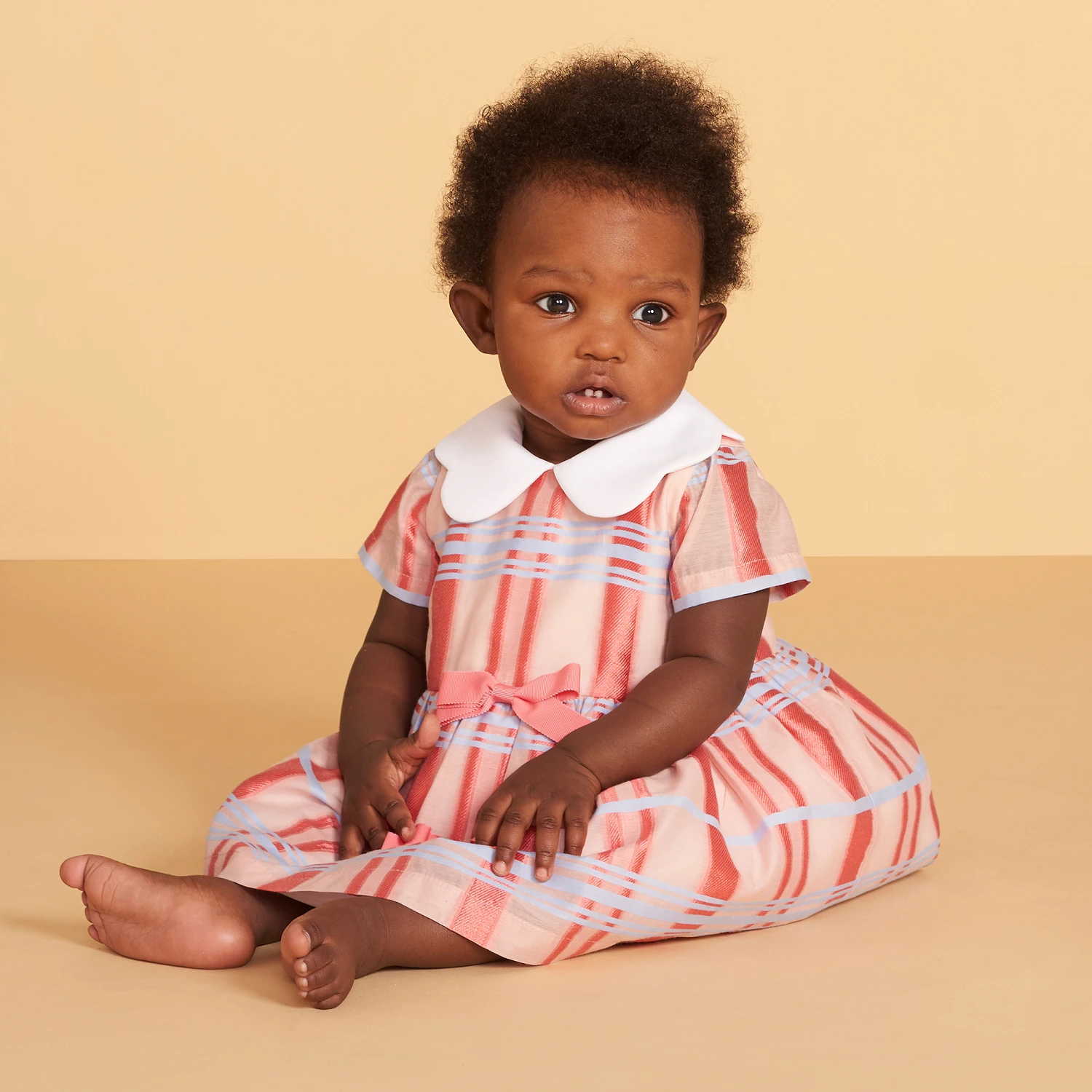 Hucklebones London Pink Check Baby Dress Set 4 Hucklebones London Pink Check Baby Dress Set - Image 2