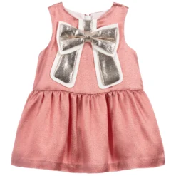 Hucklebones London Pink Gilded Bow Baby Dress
