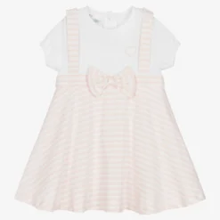 IDO Mini Baby Girls Pink Striped Dress