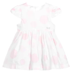 IDO Mini White & Pink Cotton Dress