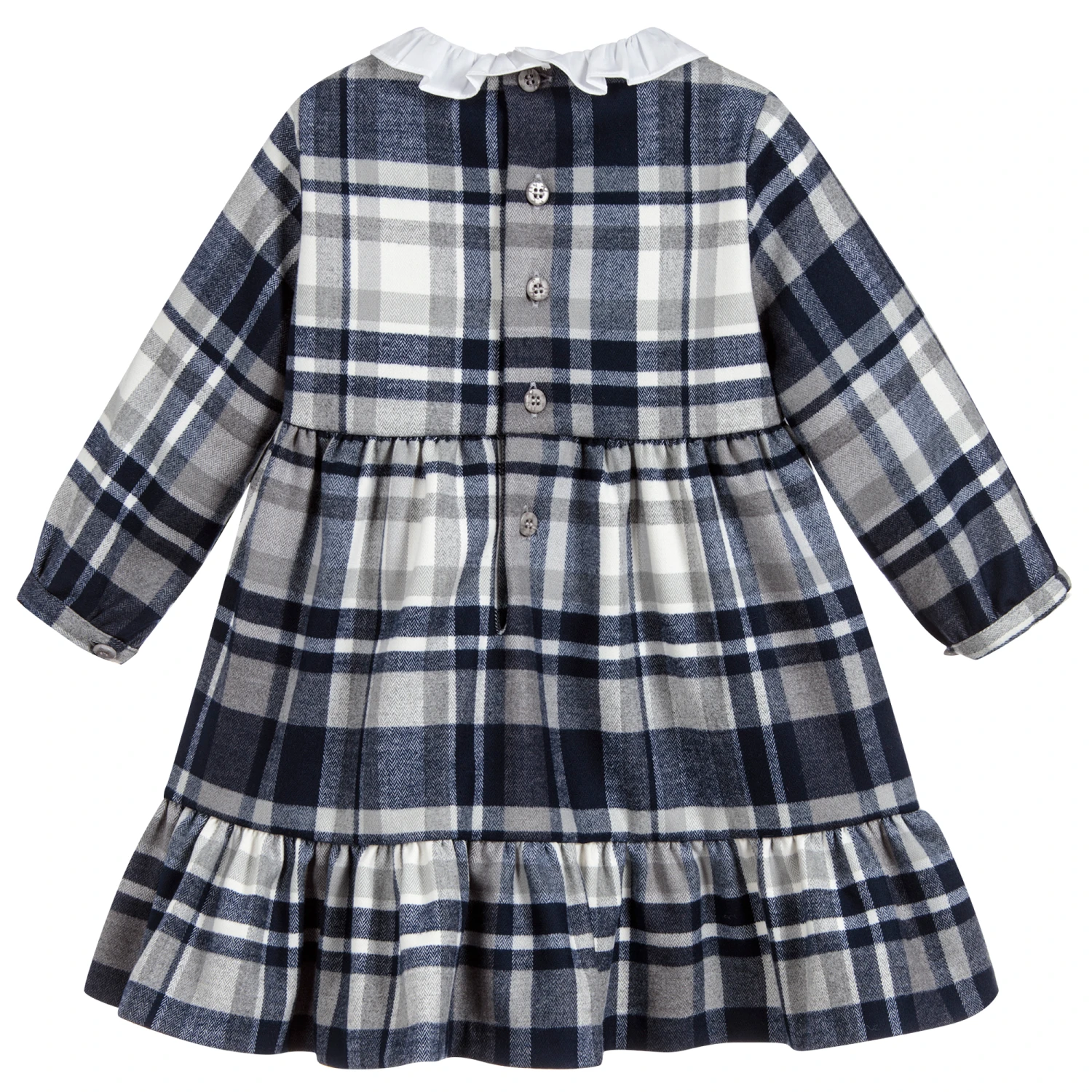 Il Gufo Girls Blue Tartan Dress 4 Il Gufo Girls Blue Tartan Dress - Image 2
