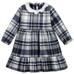 Il Gufo Girls Blue Tartan Dress