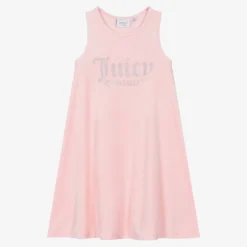 Juicy Couture Teen Girls Pink Velour Logo Dress