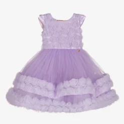Junona Baby Girls Lilac Purple Floral Tulle Dress