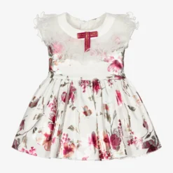 Junona Baby White Floral Satin Dress