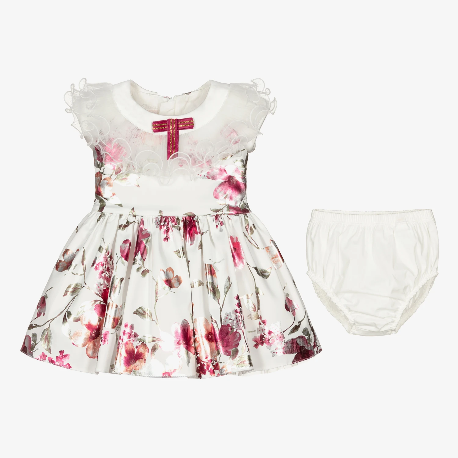 Junona Baby White Floral Satin Dress 6 Junona Baby White Floral Satin Dress - Image 4