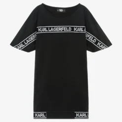 KARL LAGERFELD KIDS Teen Girls Black Jersey Logo Dress