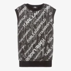 KARL LAGERFELD KIDS Teen Girls Black Logo Sequinned Dress