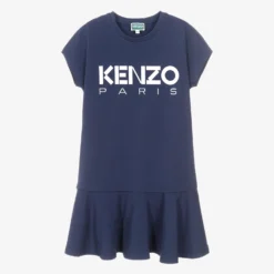 KENZO KIDS Teen Blue Logo Frill Dress
