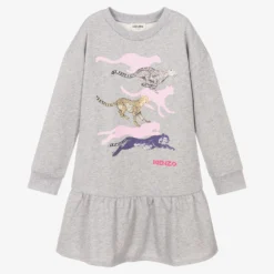KENZO KIDS Teen Girls Grey Jersey Dress