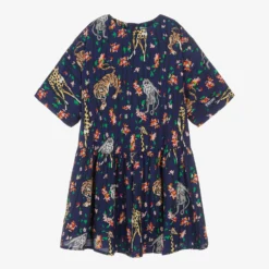 KENZO KIDS Teen Girls Navy Blue Logo Dress