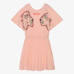 KENZO KIDS Teen Girls Pink Multi-Iconics Logo Dress