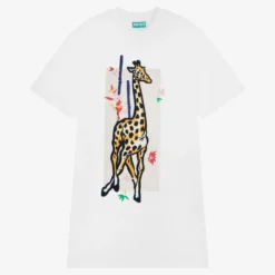 KENZO KIDS Teen Girls White Cotton Graphic Dress