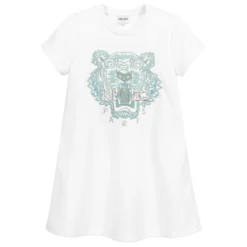 KENZO KIDS Teen White Tiger Jersey Dress