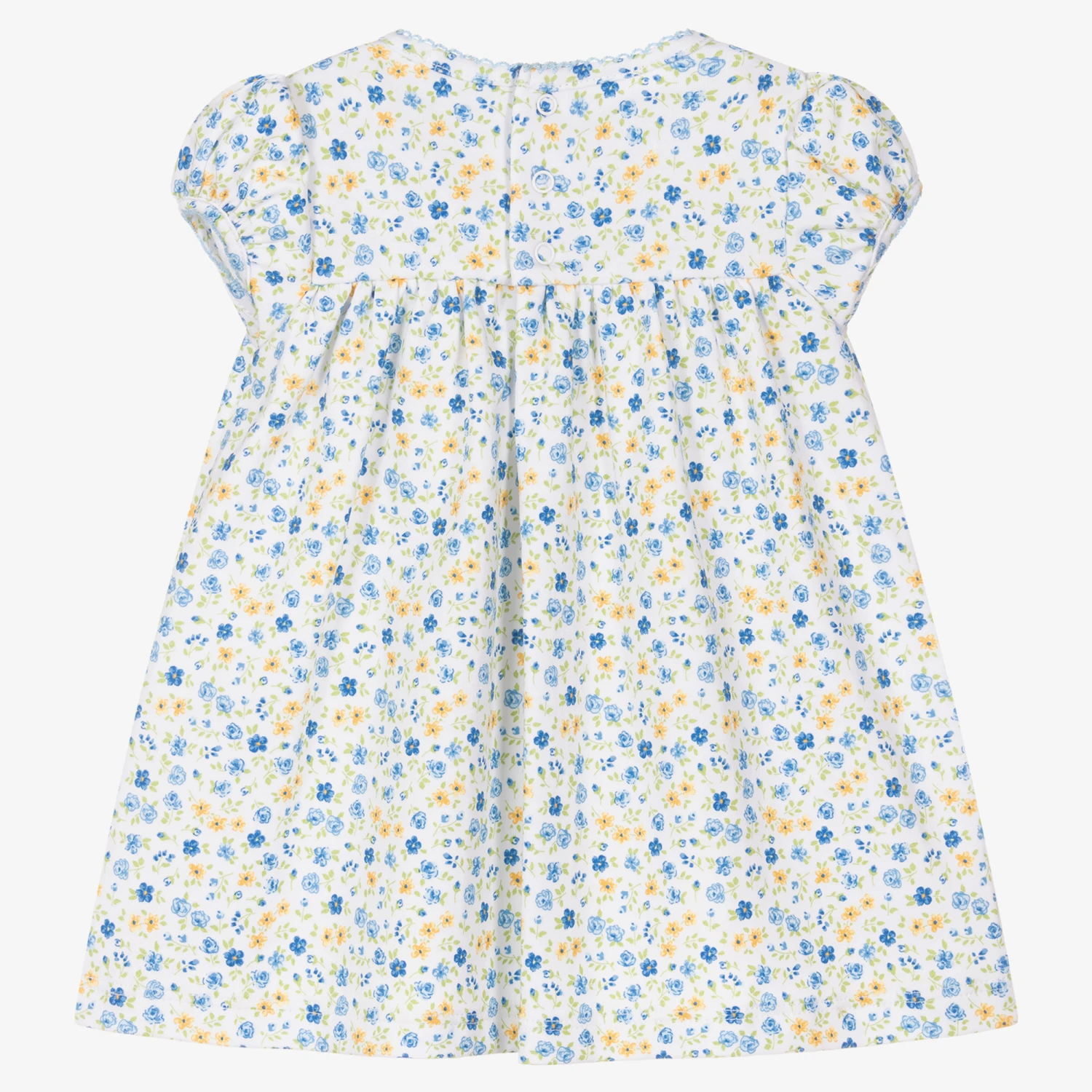 Kissy Kissy Girls Blue Pima Cotton Floral Fantasy Dress 5 Kissy Kissy Girls Blue Pima Cotton Floral Fantasy Dress - Image 3