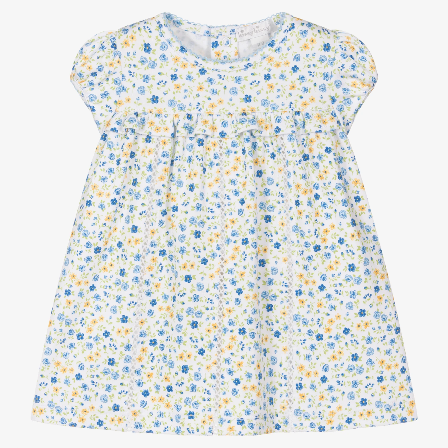 Kissy Kissy Girls Blue Pima Cotton Floral Fantasy Dress 3 Kissy Kissy Girls Blue Pima Cotton Floral Fantasy Dress