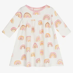 Kissy Kissy Ivory Pima Cotton Rainbow Dress