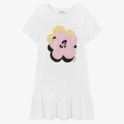 Lanvin Teen Girls White Daisy T-Shirt Dress