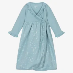 Laranjinha Baby Girls Blue Cotton Dress